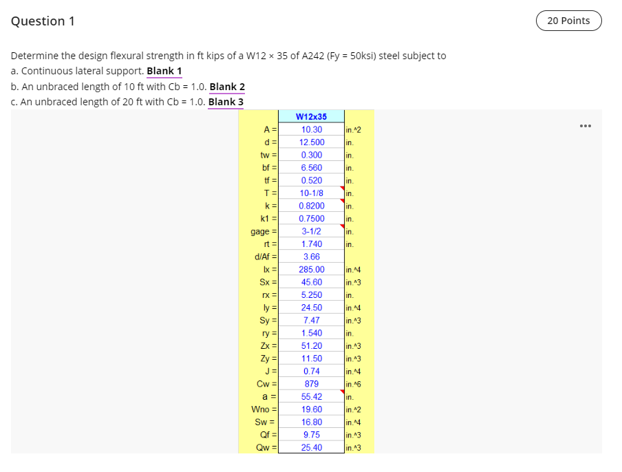Solved Determine the design flexural strength in ft kips of | Chegg.com