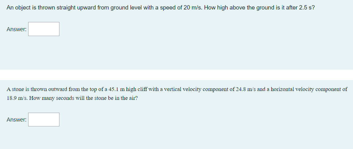 Solved A stone is thrown horizontally from the top of a 69 m | Chegg.com