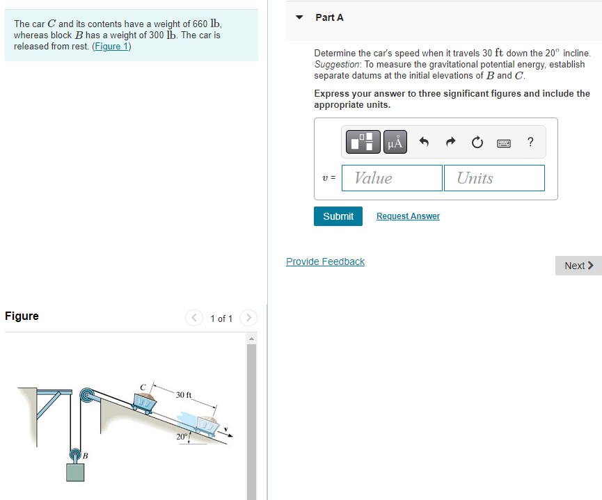 Solved The Car C And Its Contents Have A Weight Of 660lb, | Chegg.com