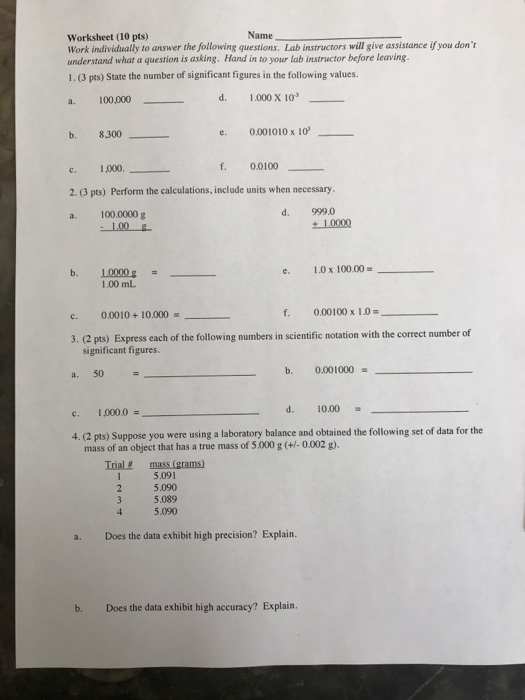 Solved Worksheet (10 pts) Work individually to answer the | Chegg.com