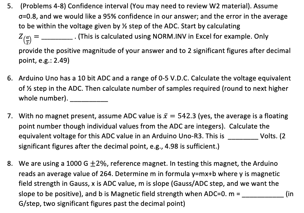 Solved 5. (Problems 4-8) Confidence interval (You may need | Chegg.com