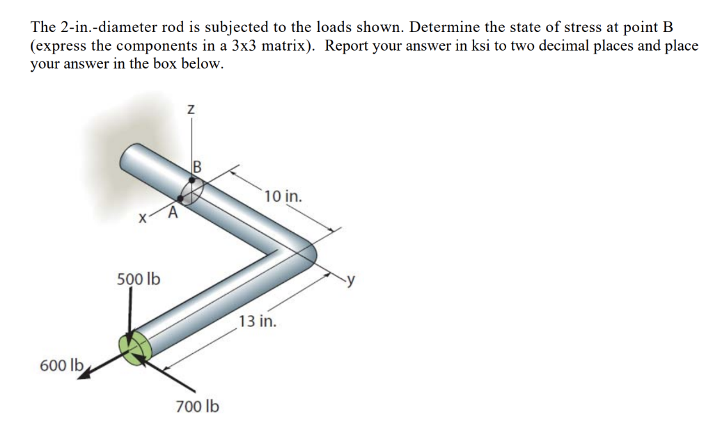 Solved: The 2-in.-diameter rod is subjected to the loads