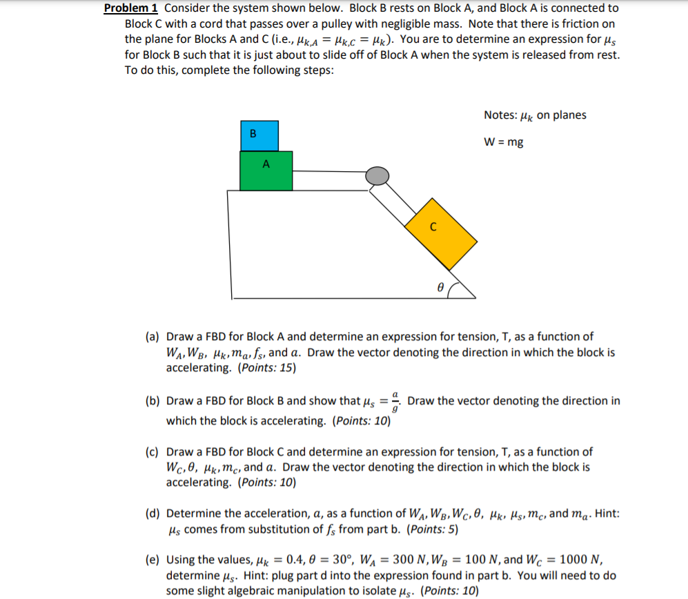 Solved Problem 1 Consider The System Shown Below. Block B | Chegg.com