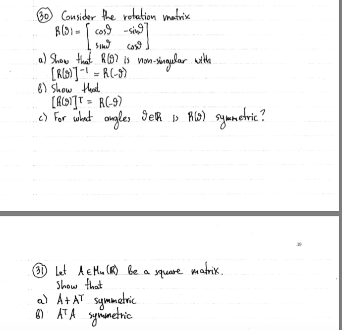 Solved 6 Consider the rotation matrix R (21= { cost sing .