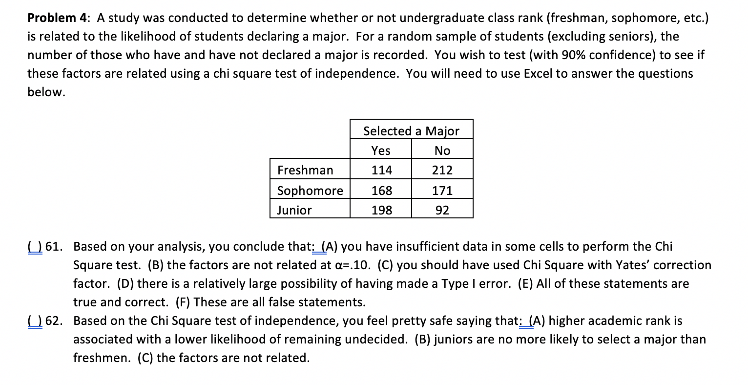 Solved Problem 4: A study was conducted to determine whether | Chegg.com