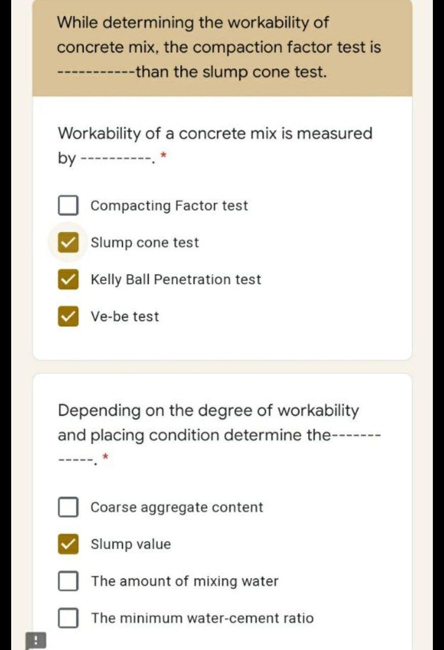 Solved While determining the workability of concrete mix, | Chegg.com