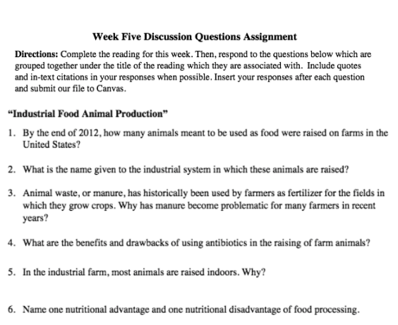 Solved Week Five Discussion Questions Assignment Directions: | Chegg.com