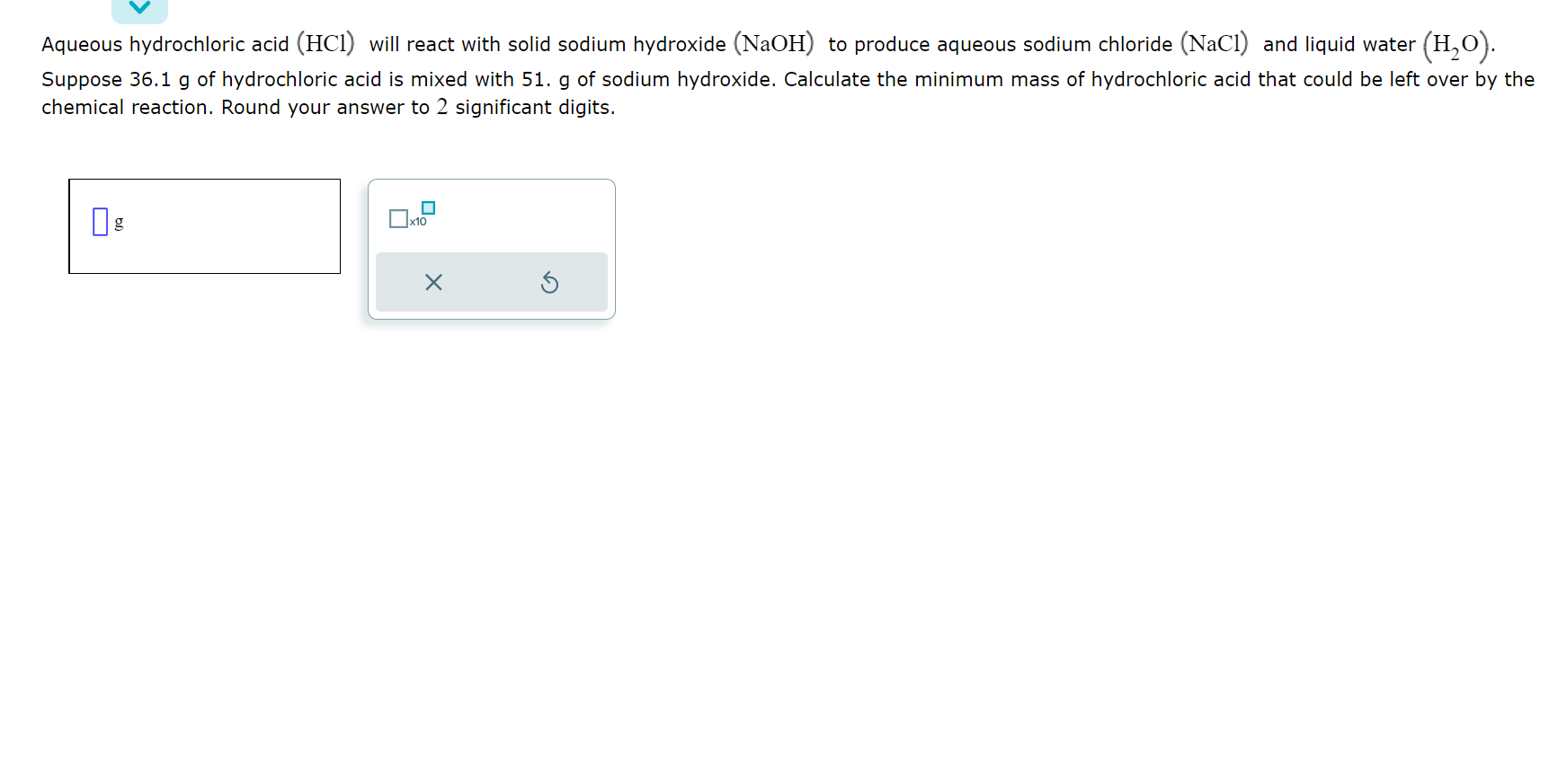Solved Aqueous hydrochloric acid (HCl) will react with solid