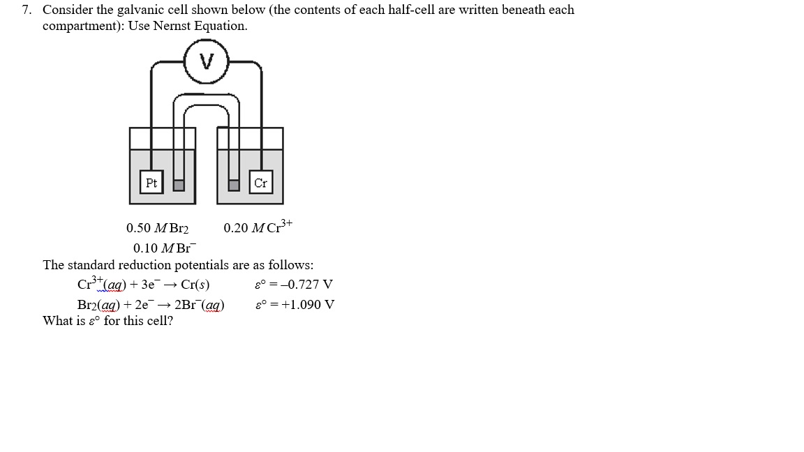 Solved 7. Consider the galvanic cell shown below the | Chegg.com
