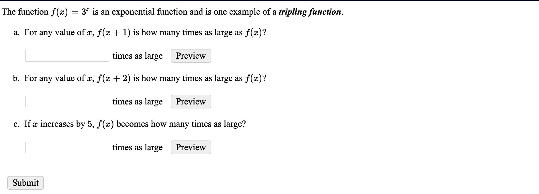 Solved The Function F X 3x Is An Exponential Function An Chegg Com