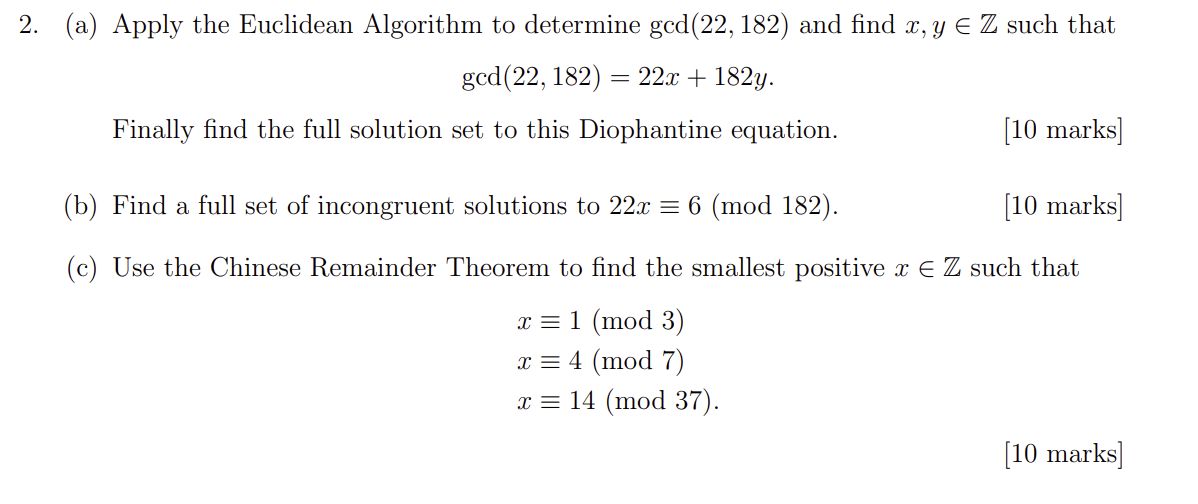 (a) ﻿Apply the Euclidean Algorithm to ﻿determine | Chegg.com