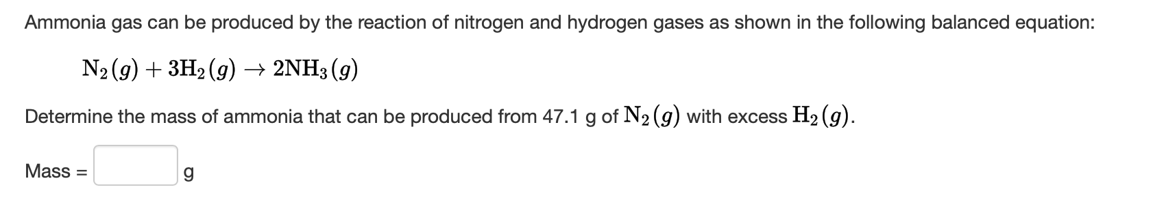 Solved Ammonia gas can be produced by the reaction of | Chegg.com