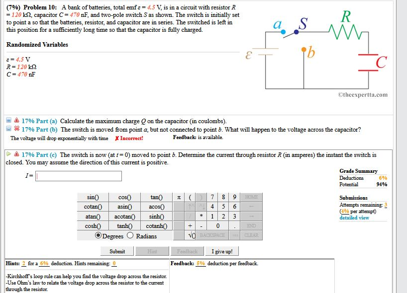 Solved (7) Problem 10 A bank of batteries, total emfe