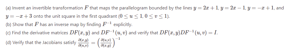 Solved (a) Invent an invertible transformation F that maps | Chegg.com