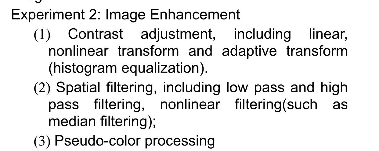 Solved Experiment 2: Image Enhancement (1) Contrast | Chegg.com