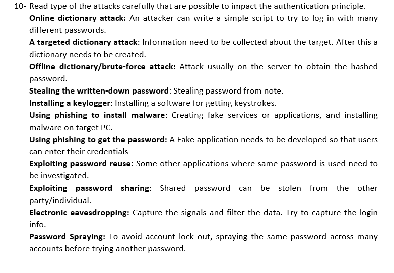 Solved 10- Read type of the attacks carefully that are | Chegg.com