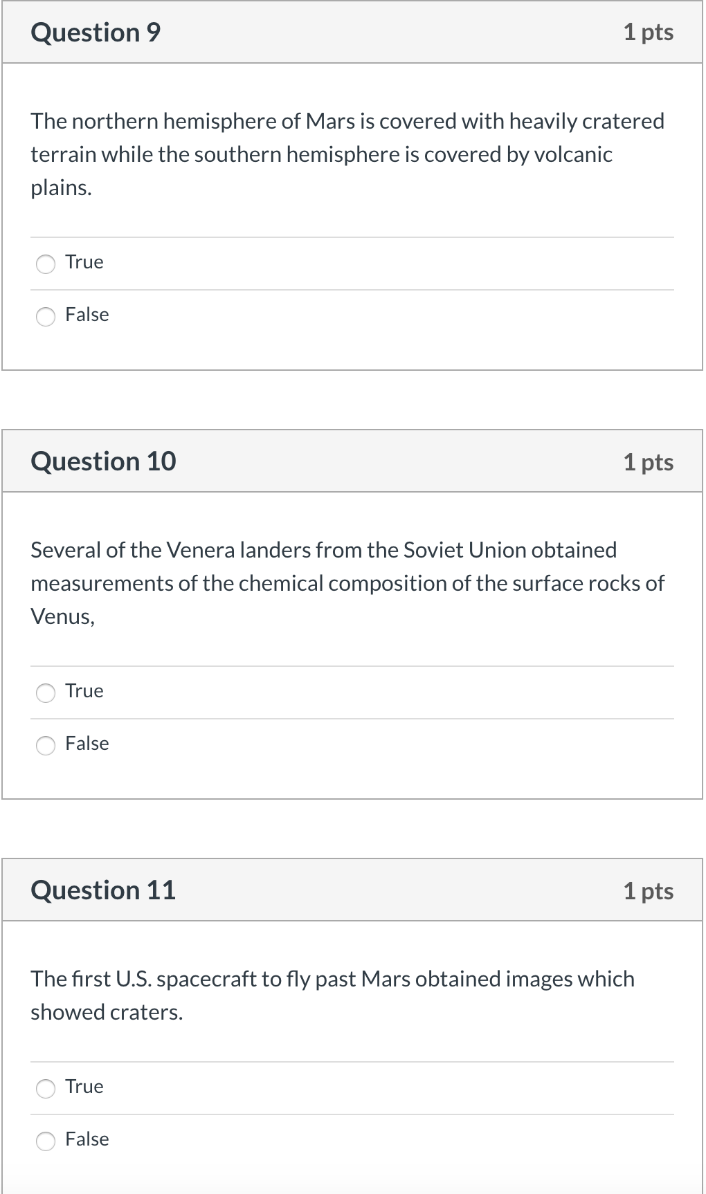 Solved Question 9 1 pts The northern hemisphere of Mars is | Chegg.com