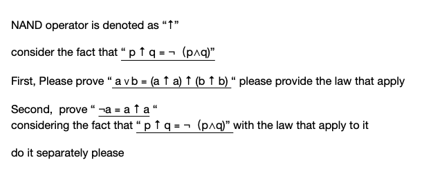 Solved NAND operator is denoted as 