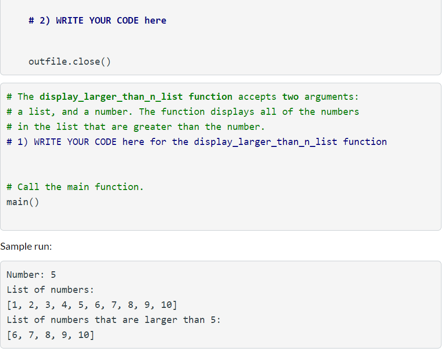 Solved Larger Than N 1 In The Program Below Write A Chegg