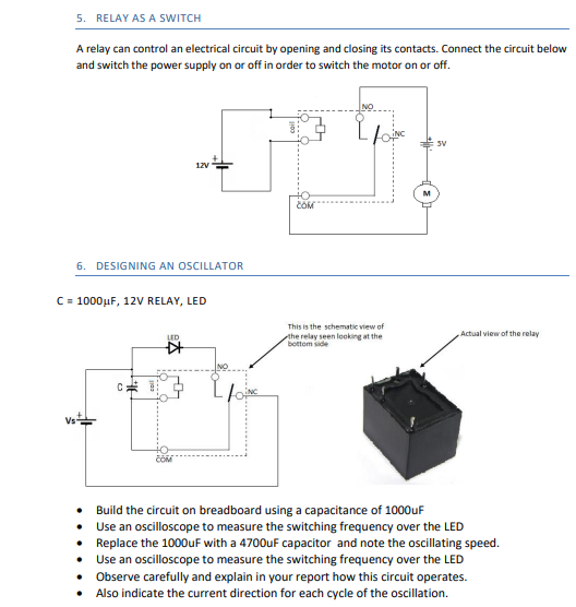 A relay can control an electrical circuit by opening and closing its contacts. Connect the circuit below and switch the power