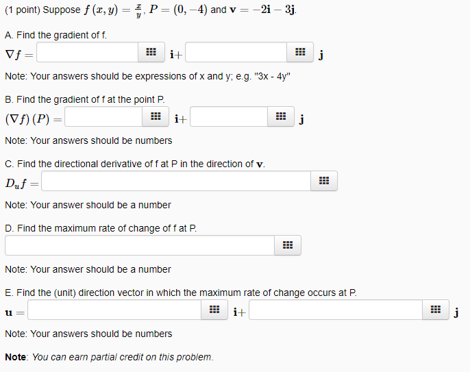 Solved 1 Point Suppose F X Y P 0 4 And V 2i 3j A