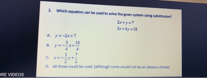 Solved Which equation can be used to solve the given system | Chegg.com
