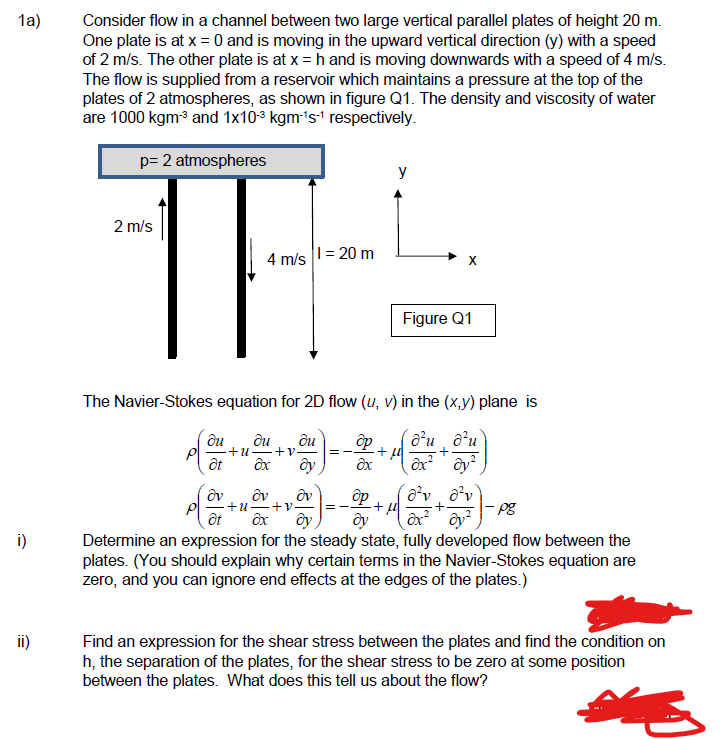 Solved 1a) Consider flow in a channel between two large | Chegg.com