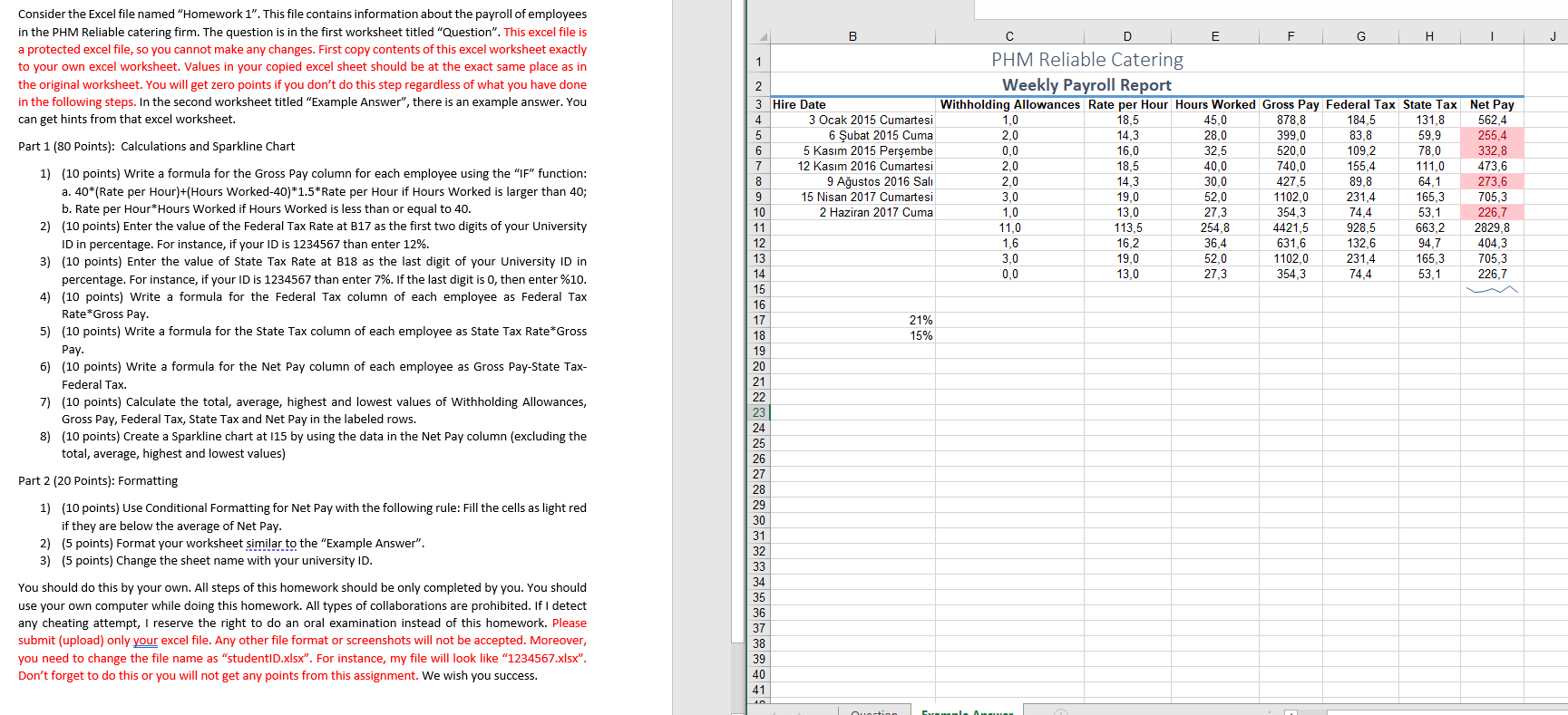 Solved PLEASE MAKE AN EXCEL FİLE WİTH GİVEN İNSTRUCTİONS | Chegg.com
