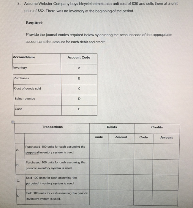 Solved 3. Assume ster Company buys bicycle helmets at a