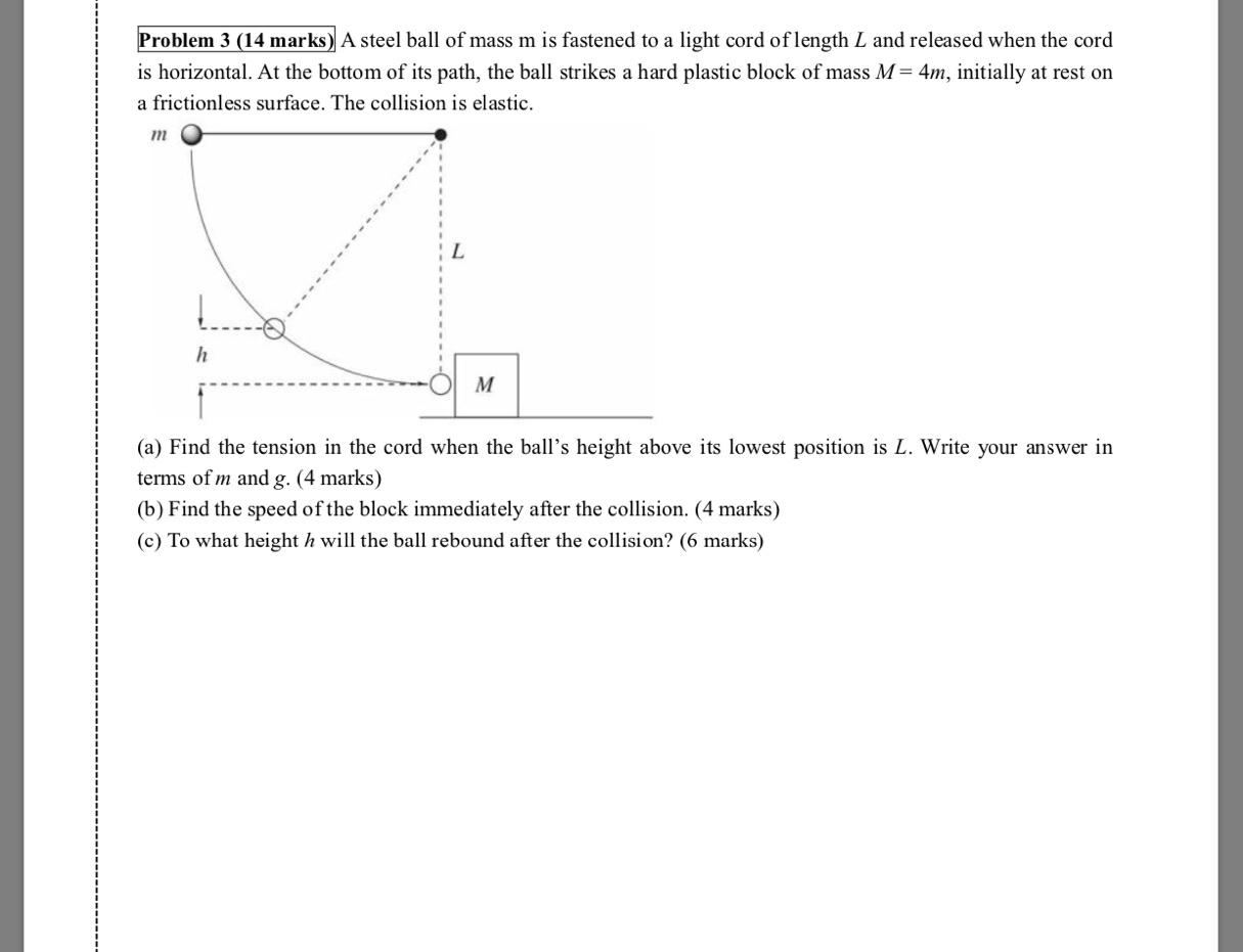 Solved Problem 3 (14 marks) A steel ball of mass m is