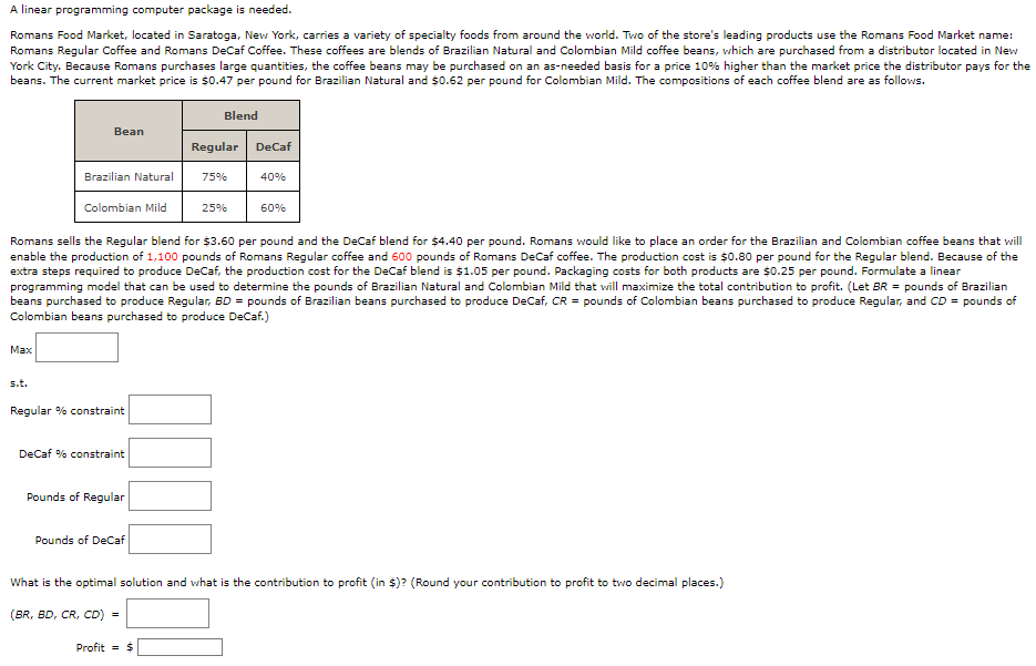 Solved A linear programming computer package is needed.