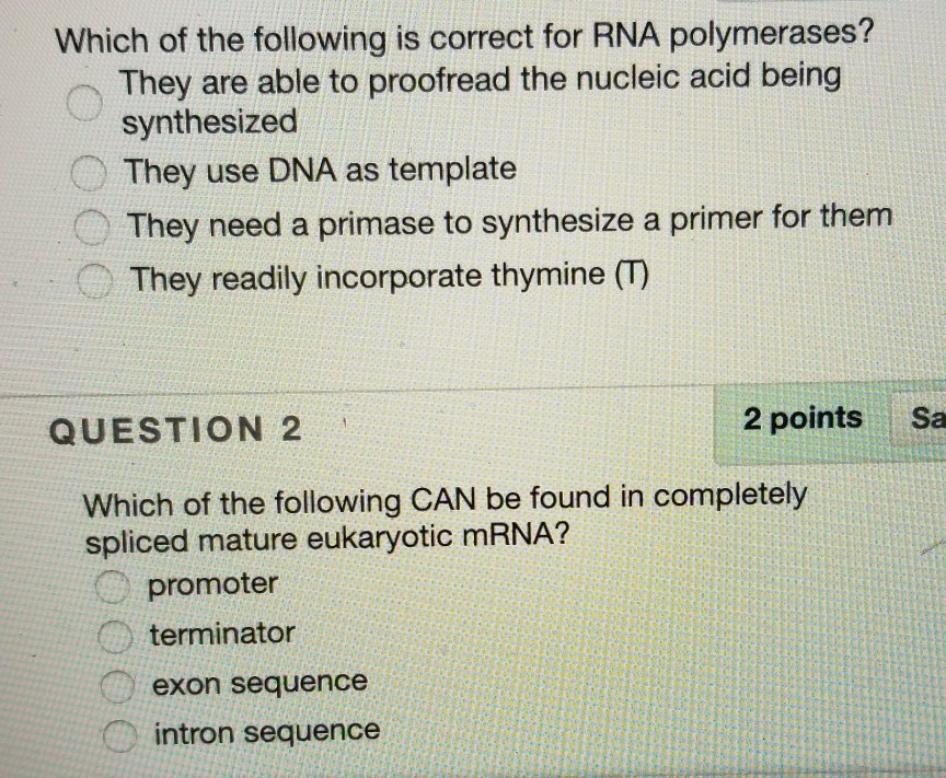 Solved Which of the following is correct for RNA | Chegg.com