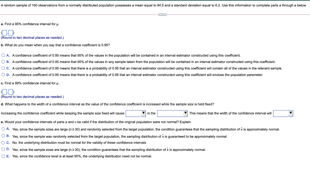 Solved A Random Sample Of 100 Observations From A Normally | Chegg.com