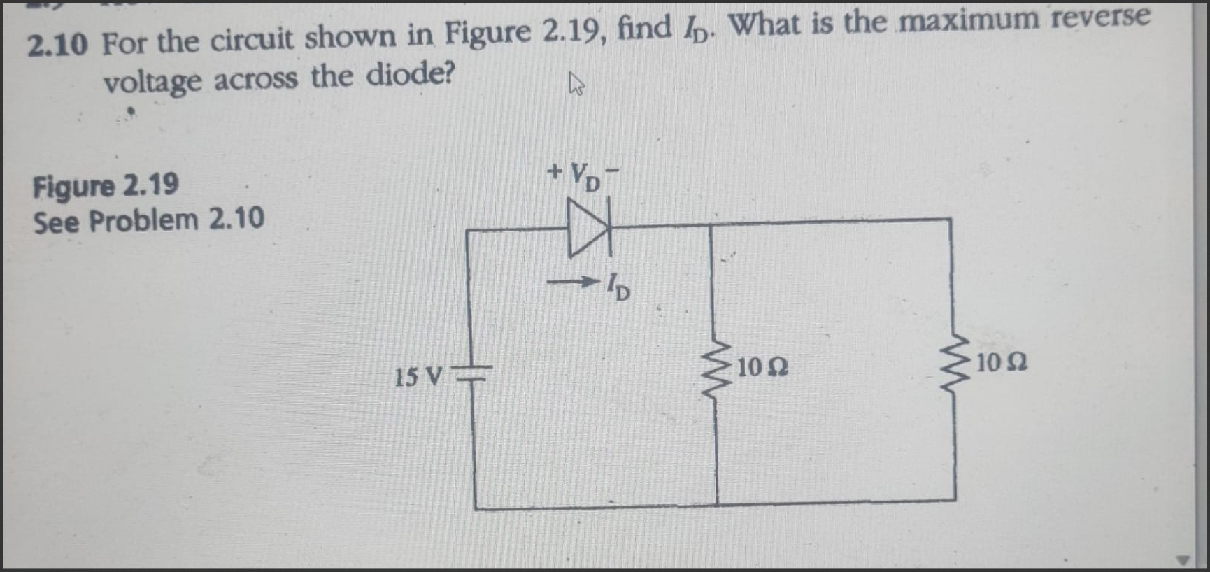 Solved 2.10 For the circuit shown in Figure 2.19, find \\( | Chegg.com