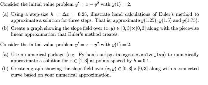 Consider the initial value problem y′=x−y2 with | Chegg.com