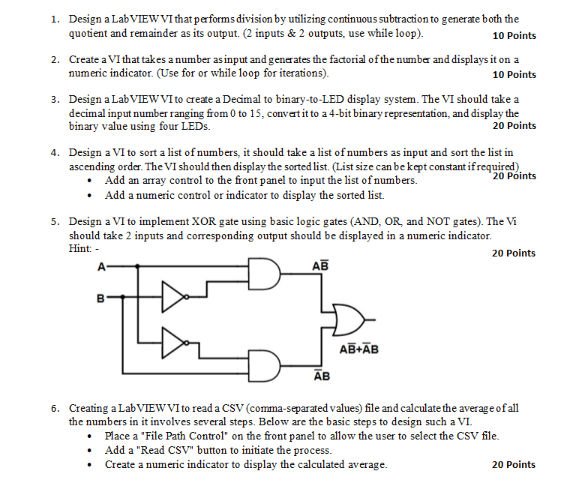 Solved 1. Design a LabVIEWVI that performs division by | Chegg.com