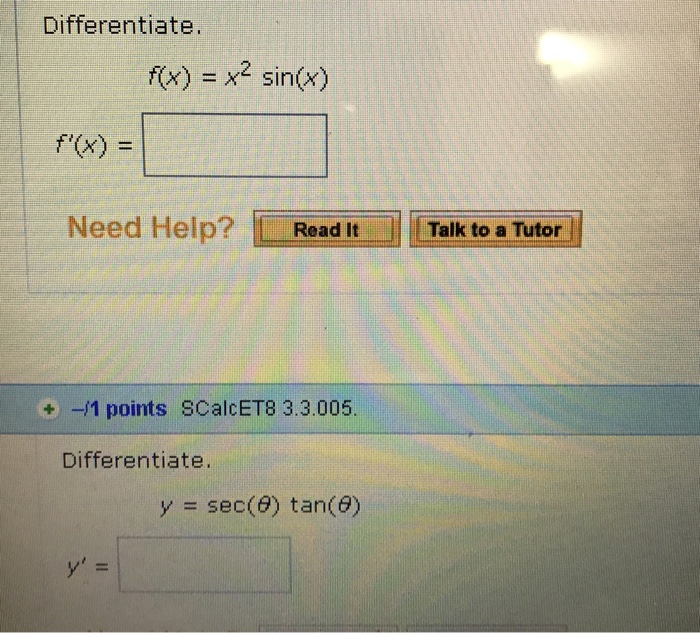 Solved Differentiate F X X2 Sin X F X Need Helpread