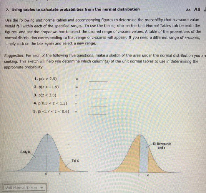 Solved: 7. Using Tables To Calculate Probabilities From Th... | Chegg.com
