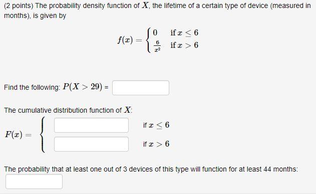 Solved (2 points) Let X be a random variable with | Chegg.com