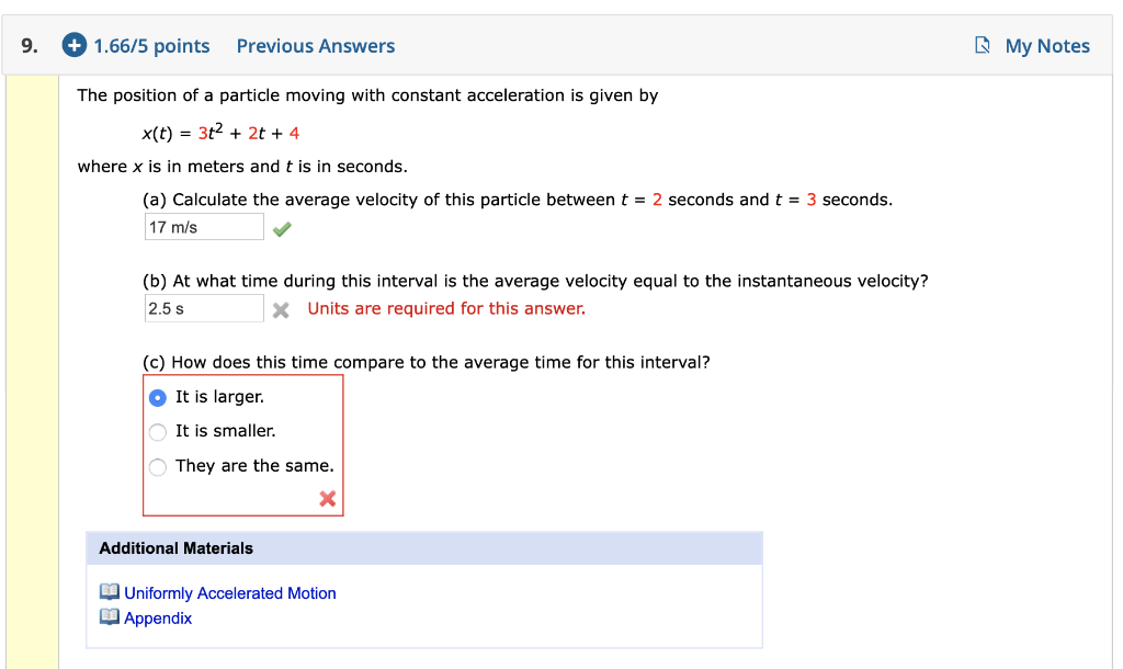 Solved 9. + 1.66/5 points Previous Answers My Notes The | Chegg.com