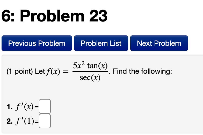Solved 6: Problem 23 Previous Problem (1 point) Let f(x) = | Chegg.com