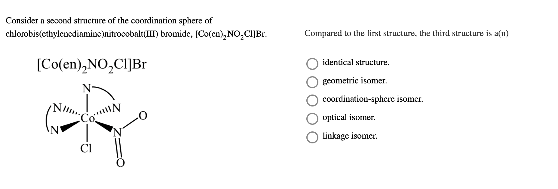 Solved The structure of the coordination sphere of | Chegg.com