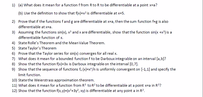 Solved 1) (a) What does it mean for a function f from Rto R | Chegg.com