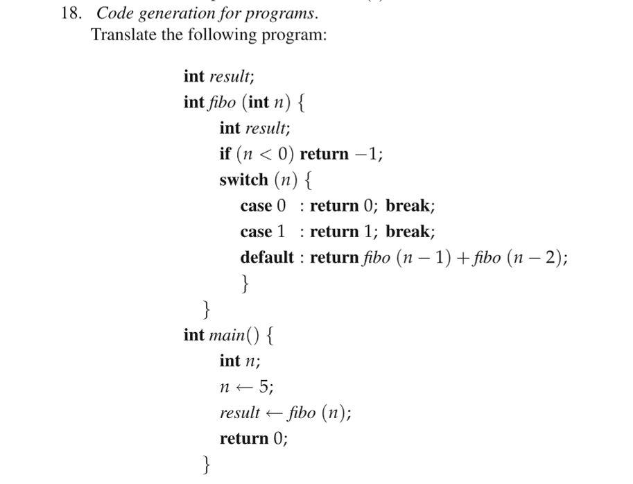 Solved Code generation for programs. Translate the | Chegg.com