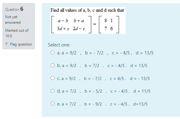 Solved Find All Values Of A, B, C And D Such That A-b B + A | Chegg.com