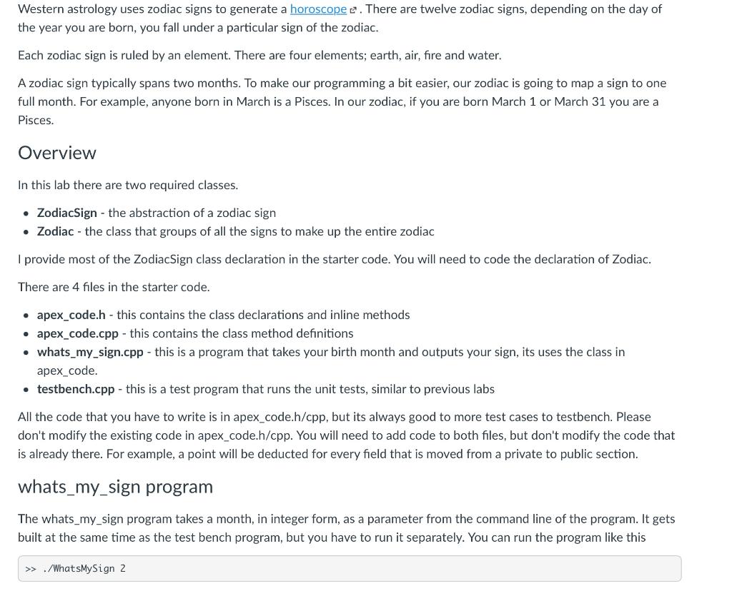 Solved Western astrology uses zodiac signs to generate a | Chegg.com