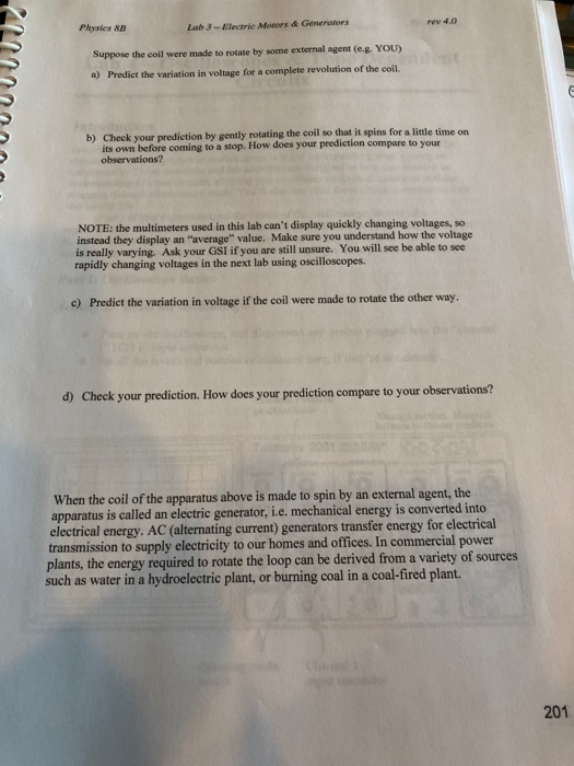 Solved Physics 88 Lab 3 Electric Motors & Generators your