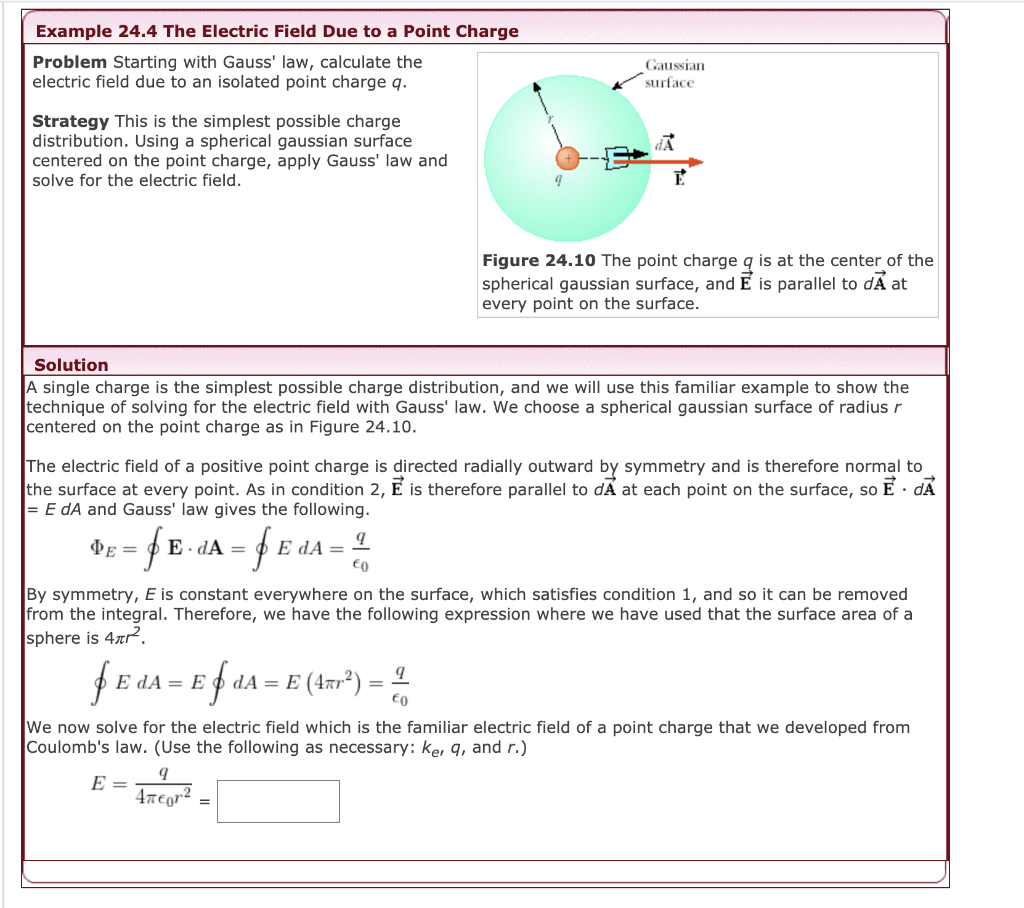 Solved Example 24.4 The Electric Field Due to a Point Charge | Chegg.com