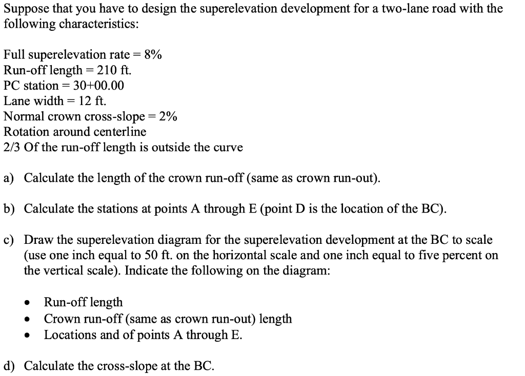 Solved Suppose That You Have To Design The Superelevation | Chegg.com