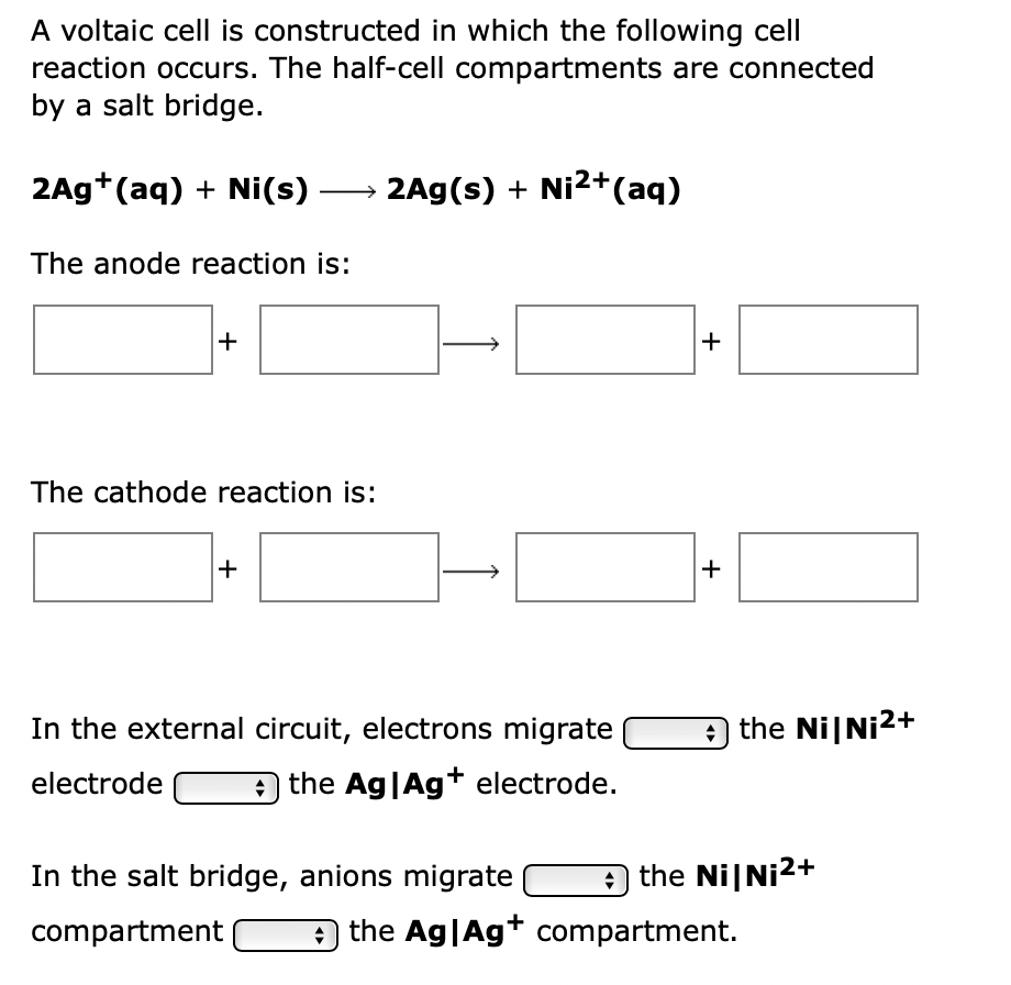 Solved A voltaic cell is constructed in which the following | Chegg.com